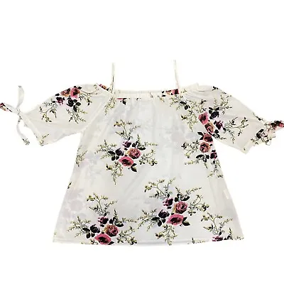 Zaful Women’s Blouse Size 2X Floral Off Shoulders Light  Cottagecore Coastal • £13.95