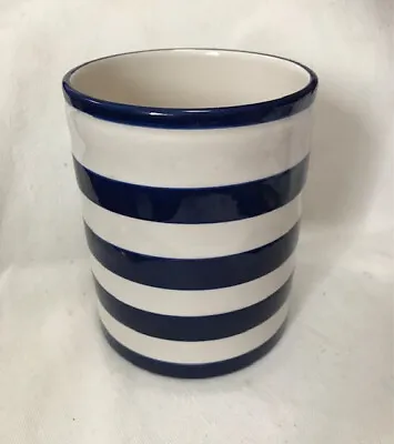 Navy Blue & White Stripes Utensil Holder Vase 6.25  H IQ Accessories • £11.52