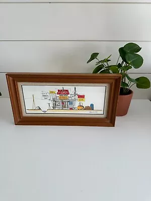 Vintage Roger Mason Hand Watercolored Print  Building Contractor  1989 • $30