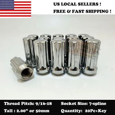 20pc+key 2.0  Chrome 9/16 7-spline Wheel Lug Nuts Fit Dodge Ram Durango Dakota • $22.95