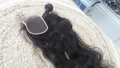 GIVE AWAY!!NATURAL WAVES BRAZILIAN VIRGIN HUMAN HAIR 1b#  28&20INCH CLOSURE 150g • £59.50