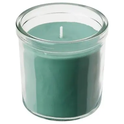 IKEA HEDERSAM Scented Candle In Glass Fresh Grass/light Green 40 Hr • £8.23
