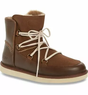 Nwob Mens Size 9 Brown Ugg Levy Leather 1014420 Lace Up Moccasin Boots • $118.96