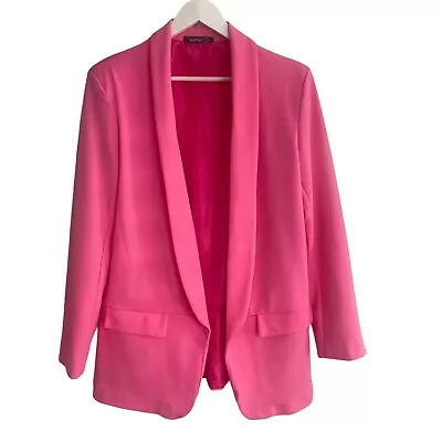 Boohoo Ladies Blazer Jacket Size US14 Pink Open Long Sleeve Fitted Tailored VGC • $24.91