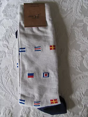 J.Crew Critter Dress Socks-Nautical Flags -Gray-Lightweight-Men's One Size-NWT • $17.59