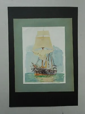 Very Rare Vintage 1902 Marine Print By W.l.wyllie- A Gunboat At Sail Drill • £2.50