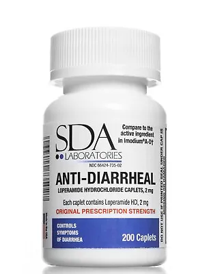 $22.95 • Buy Anti-Diarrheal 2mg HCL 200 Caplets By SDA LABS MADE IN USA