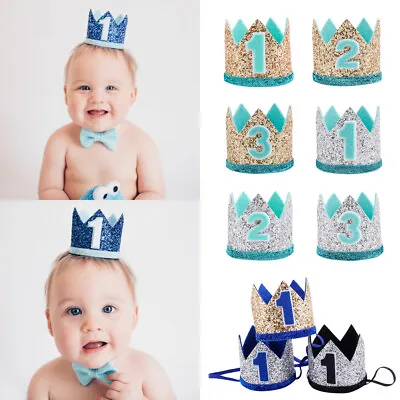 1st -3th Baby Girl Boy Birthday Crown Hat Headband Hair Accessories Party Decor~ • £5.22