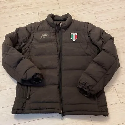 Kappa Golf Black Down Jacket Italy Emblem Sleeves Removable　 Size L • $173.61