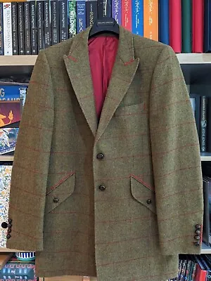 Holland Esquire Olive Green Windowpanel Jacket With Red Accents Size 42 • £150