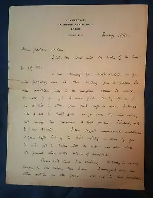 £7 • Buy 1932 Hand-Written Letter From Claud Mullins, 14 Burgh Heath Road, Epsom. Lawyer