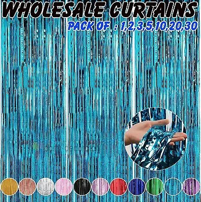 2m-3m Foil Fringe Tinsel Shimmer Curtain Door Wedding Birthday Party Decorations • £39.45