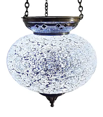 £38.99 • Buy Crushed Glass Large Turkish Moroccan Mosaic Hanging Candle Holder Hand Made Lamp