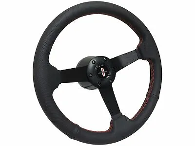 1969-94 Camaro S6 Perforated Leather Steering Wheel Solid Black Kit Red Stitch • $287.09