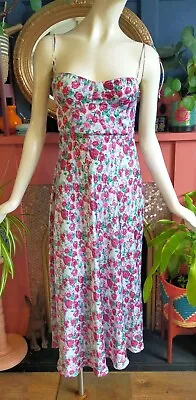 Zara Size S Floral Silky Dress Slinky Romantic Floaty Shift 90s Y2K Vintage 8 10 • £15