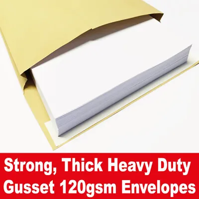 C4 25mm Gusset Envelopes Strong Brown Manilla A4 120gsm Thick Expanding Width • £24.49