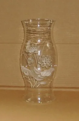 Vtg Hurricane Chimney Floral Design Shade Candle Holder Cover Glass • $45