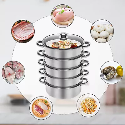 26cm/30CM 5 Tier Stainless Steel Steam Cooker Steamer Food Vegetable Pot Kitchen • $45