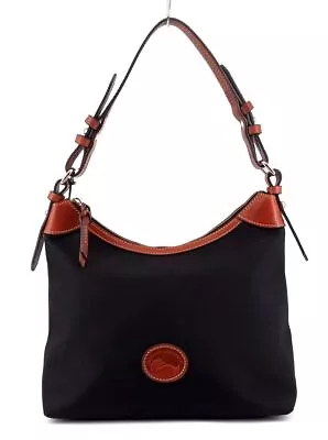 NWT Dooney & Bourke Large Erica Black Nylon Top Zip Hobo Shoulder Purse • $34.33