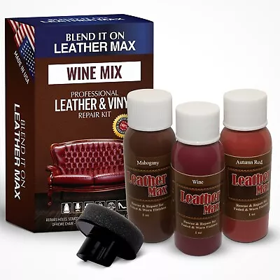 Leather Max Wine Mix Vinyl And Leather Repair Kit For Furniture Car Seat  Ect • $15.95