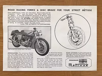 Original Rickman Metisse Street Metisse Road Racing Forks Disc Brake Sales Sheet • $6.16