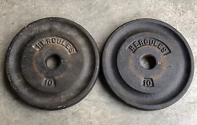 Pair Of 10 Lb Hercules Made By York Standard Size Weights Barbell Vintage Rare • $29.99