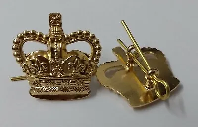 Genuine British RAF And Military Issued Rank Crown Metal Badge 1 Pair  ABL14 • £9.34