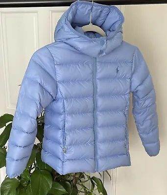 Polo Ralph Lauren Girls Blue Down Fill Coat Puffer Jacket S /6-7 Years Very Warm • £41