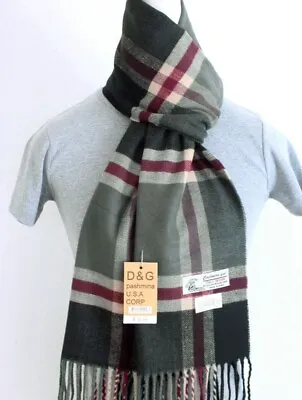 DG Men's Winter ScarfCheck-Plaid Black Red Gray.Cashmere Feel.Warm Soft*Unisex • $9.99