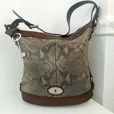 £42 • Buy  FOSSIL MADDOX Cow Hide Leather & Snake Print  With Key Beautiful Bag Immaculate