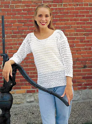 Crochet Pattern- Ladies Long Sleeved Top- Fits Chest 36-44  2 Ply Cotton • £2.15