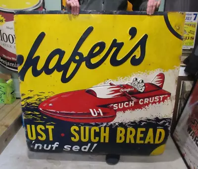 Vintage Original 1948 Schaefer's Bread Hydroplane Sign Such Crust Such Bread • $3495