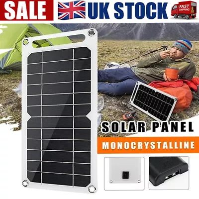 300W Solar Panel Fast-charging USB Emergency Charging Outdoor Battery Charger UK • £14.99