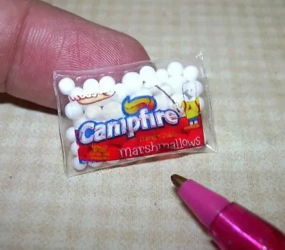 Miniature  Cindi's Minis  Brand Bag Of Marshmallows 5/8  X 1 : DOLLHOUSE 1:12 • $3.98