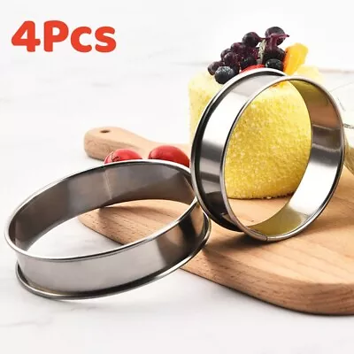 4X Stainless Steel Muffin Poached Egg Mould Mermaid Crumpet Rings Ø8/10cm Ring • £6.59