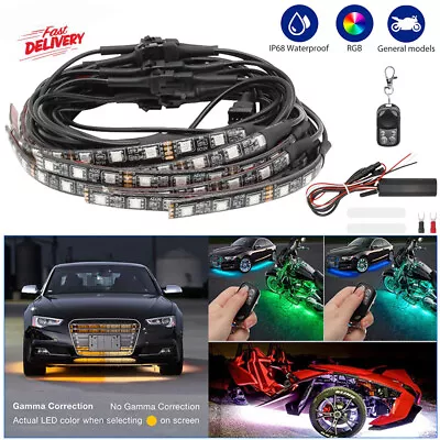 12PCS RGB Flexible Motorcycle LED Light Under Glow Neon Strip Remote Control Kit • $34.99