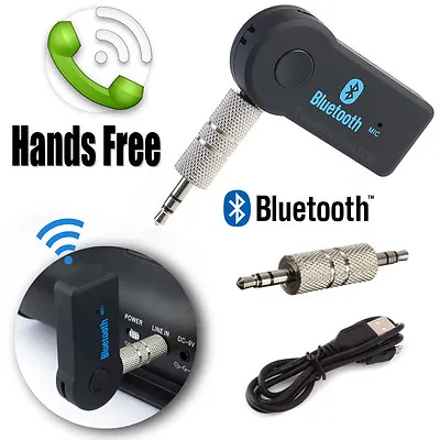Wireless Bluetooth 3.0 Audio Adapter Receiver + Mic Stereo Music Car 3.5mm AUX • £5.97