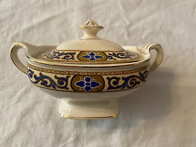 J&G Meakin Academy Pattern Sugar And Lid England Gold Trim SOL • $19.99