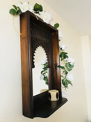 Luxurious Handcrafted Window Moroccan Mirror Indian Moorish Bohemian Shelf • £130