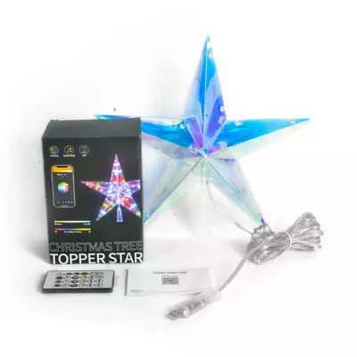 App Controlled Foldable Christmas Tree Topper Star LED Lights Xmas Outdoor Decor • $23.90