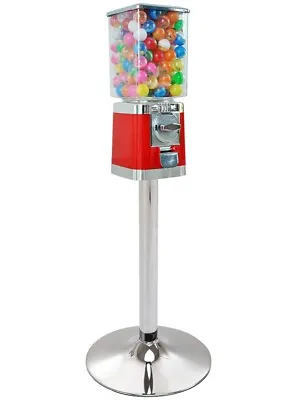 £112.99 • Buy Chrome Metal Stand + 20p Coin Operated Red Retro Toy Vending Machine + 100 Caps
