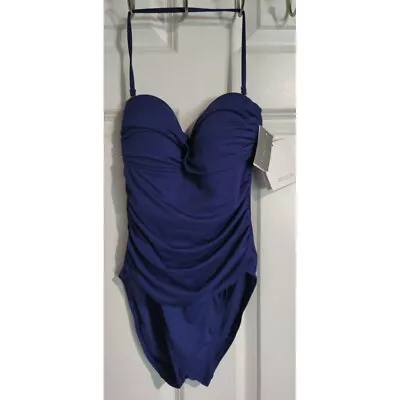 La Blanca Twist Front Ruched Blue Convertible One-Piece Swimsuit 2 NWT • $35