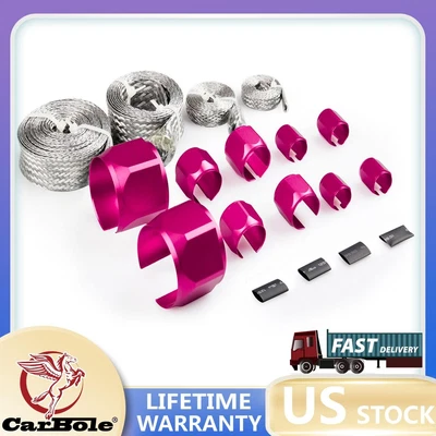 $27.69 • Buy Pink Braided Hose Sleeve Sleeving Kit -Radiator, Vacuum, Heater & Fuel Line Hose