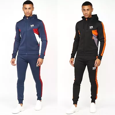 Mens Crosshatch 2 Piece Fashion Sports Fitted Tracksuit Jacket & Jogging Bottoms • £34.95