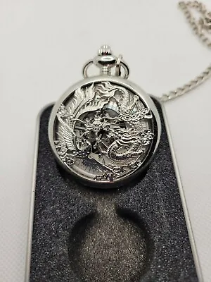 Vintage Pocket Watch Roman Numerals Scale Quartz Mens Womens With Chain • $8.44