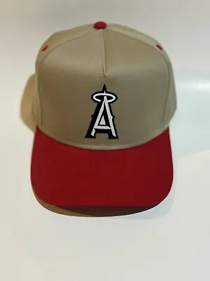 Anaheim Angels SnapBack Khaki Red Vintage Style Cotton Twill 5 Panel Mid Crown • $19.99