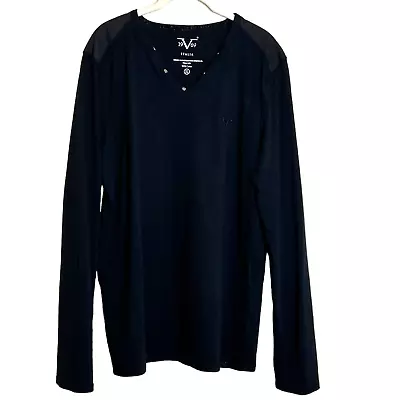 Versace 1969 Italia Womens Long Sleeve Pullover XL Black 100% Cotton Logo • $24.98