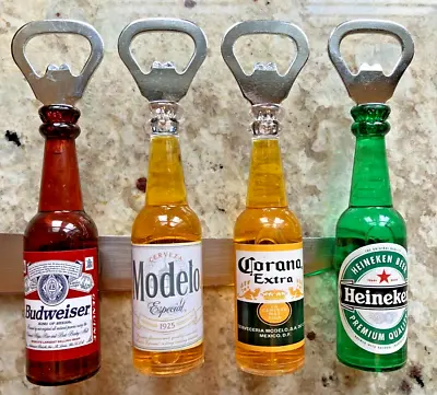 SET OF 4 CORONAMODELOBUDWEISEHEINEKEN Beer Bottle Openers / Fridge Magnets • $23.99