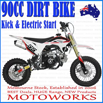 90cc Dirt Trail PIT Bike Motor 2 Wheels Electric Start Semi Auto Junior Bike Red • $899