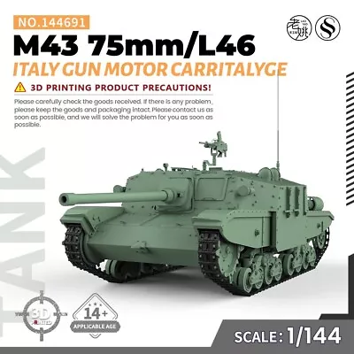SSMODEL WOT WT 25mm Military Model Kit Italy M43 75mm/L46 Gun Motor CarrItalyge • $5.99